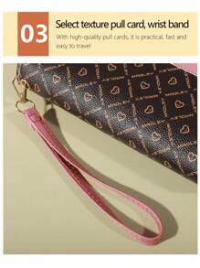 Classic Wallet, Large Capacity Clutch Wallet With Zipper, Card Clip With 8 Slots And Multiple Compartments, Elegant Hand Clutch - 深粉 - 查看 8