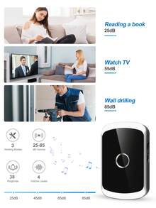 1 Set Wireless Doorbell, Long Range High Volume Home Wireless Doorbell, 60 Melodies 5 Volume Levels Doorbell Kit, Suitable For Garden, Living Room, Garage, Bedroom Chime Caller - Multicolor - View 6