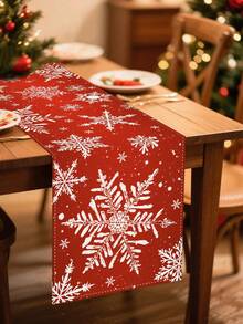 1 pezzo Runner da tavola in lino con decorazioni a fiocchi di neve per decorazioni natalizie e invernali, adatto per tavolo da cucina e da pranzo, copritavola natalizio per feste a casa, decorazioni natalizie per casa 2025 Nuovo Anno 2026, 13x72 pollici