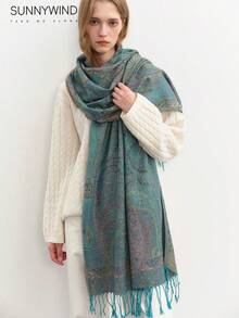 1 pieza Pañuelo/Chal de alta calidad con estampado de paisley - lago verde - Ver 2