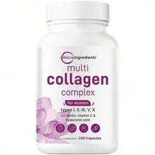 Multi Collagen Complex Capsules - 240 Capsules With Types I, II, III, V, X Collagen, Biotin, Vitamin C & Hyaluronic Acid For Skin, Hair, Nails & Joint Support - 1 cái - Xem 1