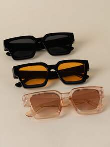 1 pieza/2 piezas/3 piezas/10 piezas Gafas con marco cuadrado grueso, gafas de moda rectangulares gruesas unisex para fotografía callejera, bares, clubes, festivales de música, decorativas, adecuadas para todos los tipos de rostro