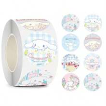 Sanrio Stickers Hello Kitty My Melody Cinnamoroll Kuromi 500pcs Cartoon Cute Decoration Children's Stickers Handbook Reward Gift Seal Girl Stickers Long Roll Holiday Gift
