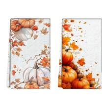 1/2/4pcs Autumn Pumpkin Pattern Decorative Towels - Super Absorbent Microfiber Towels, Machine Washable, Suitable For Holiday Decoration, Cooking, Baking, Housewarming Gifts And Cleaning, Fit For Kitchen, Bathroom, Toilet