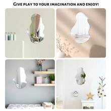 1 miếng dán tường trang trí gương hình bất đối xứng, tự dính, miếng dán gương chất liệu acrylic dày, miếng dán tường 3D, thích hợp cho trang trí tường phòng ngủ/bếp/phòng tắm/phòng khách/văn phòng/nền TV, chống thấm nước và chống ăn mòn, gương treo tường có thể tháo rời trang trí phòng gương treo tường gương cho phòng trang trí nhà trang trí phòng tắm trang trí phòng khách - Bạc - Xem 12