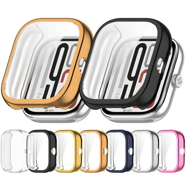 1 pieza Funda protectora de TPU suave compatible con Xiaomi Redmi Watch 5/Redmi Watch 4/Redmi Watch 5 Active/Redmi Watch 5 Lite/Redmi Watch 3/Redmi Watch 3 Lite/Funda de reloj TPU suave/ligera/resistente a golpes, adecuada para que todos la usen, solo con una carcasa protectora Electrochapado