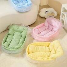 3pcs Washable Pet Bed Set, Soft Cat Bed/Dog Sofa Bed For All Seasons, Comfortable Princess Small Dog Bed Cooling Mat, Suitable For Summer & Winter, Multi-Color (Bed + Cushion + Edging)