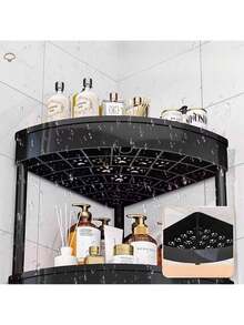 Estante Esquinero Triangular de 4 Niveles – Ahorra Espacio, Ideal para Baños, Cocinas y Sala, 80 cm de Alto x 18 cm de Lado, Plástico - Negro - Ver 6