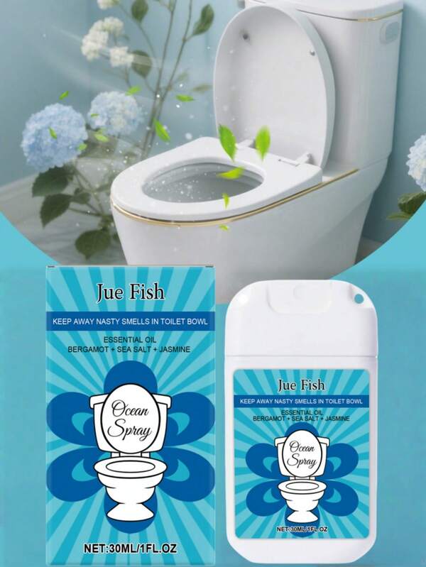 Spray de inodoro Jue Fish portátil, con fragancia limpia y duradera para mantener el aire fresco y limpiar el inodoro.