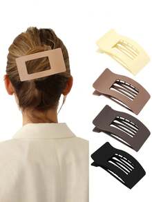 4pcs Women/Girls Flat Hair Clips, Matte Alligator Clips, Strong Hold Hair Clips, Non-Slip Handles, Fashion Classic Hair Accessories - Suitable For Thick & Fine Hair, Daily Hairstyles, Claw Clips, Hair Claws, Hair Slide, Hair Barrettes - Multicolor - View 1