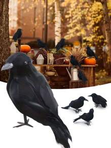 1pc/3pcs/6pcs/Halloween Black Crow Model, Simulation Fake Bird Animal Horror Props For Halloween Party Home Decoration Horror Props