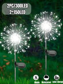 8 种模式太阳能烟花灯,IP65 防水和自动开/关,适用于花园、庭院、小路、亭子、婚礼、派对、装饰灯、圣诞节、万圣节、情人节装饰氛围灯,60-360 LED(暖白/白/彩色) - 黑色 - 查看 19