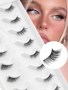 Waloshow 7 对半眼仿貂皮睫毛透明带状猫眼睫毛化妆半睫毛 - 眼尾拉長款 - 查看 12