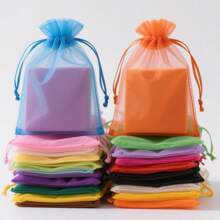 10/50/100pcs White Gift Packaging Bags, Colorful Organza Wedding Candy Bags, Christmas, Halloween Candy Bags, Various Festival Party Tableware Packaging Supplies, Holiday Outdoor Home Supplies, Storage Bags, Festival Wedding Party Gift Packaging Supplies, Festival Events And Party Gift Packaging Bags, Suitable For Various Festivals, Parties, Gatherings, Birthdays, Weddings
