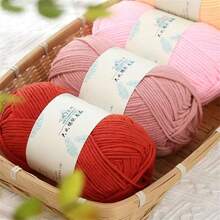 1pc 7-Ply Milk Cotton Yarn Ball, Chunky Yarn For Handmade Hats, Scarves, Slippers, Knitting & Crocheting Supplies - 1 Piece - View 5