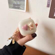 复古白山茶花猫吊坠 适用于三星Buds3/3Pro耳机保护壳、Galaxy Buds FE/PRO/Live无线蓝牙耳机壳、Buds2软壳、Buds2 Pro透明耳机壳，创意设计，适合女性 - 彩色 - 查看 11