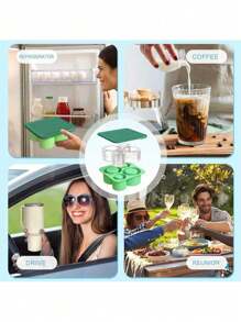 4pcs Reusable Silicone Ice Cube Tray Mold, Fits 20oz, 30oz, 40oz Insulated Tumblers, Compatible With Stanley