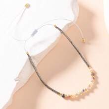 1 pieza Brazalete bohemio vintage de piedra natural, equilibra la ansiedad, mejora el sistema inmunológico, aleja el mal, mantiene el equilibrio - agrega significado a los accesorios corporales