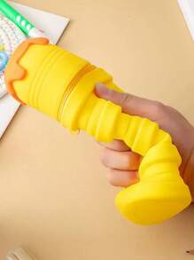 1pc Expandable Pen Holder Stress Relief Pen Bag, Round Pen Cup, Cute Cartoon Animal Silicone Pouch, Gift & School Supplies