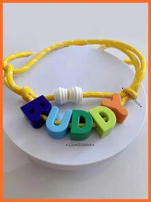 Personalized Acrylic Pet Name Necklace - Candy Colors Suitable For Small, Medium, Large Dogs And Cats, Customized Acrylic Dog Name Necklace With Engraved Woven Pet Collar, Durable PMMA Material - Multicolor - View 9