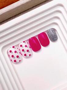 NAIO Pre-Glue Manicure Press On Nails, Cute Style Kids Mini Nails Press On, 'Super Awesome', Multi-Color,Solid Color, Polka Dot Elements, Kids Size, Square, Contains 24 Pieces Fake Nails For Girls Back To School