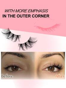 30 Pairs Cat Eye Lashes Tray - Wispy Fluffy Cluster Lashes & Natural Half Accent End Corner Lashes, Clear Invisible Band, Reusable 3D Lightweight Lashes Pack For Daily Wear & Special Occasion, Shop Back To School - 粉色 - 查看 4