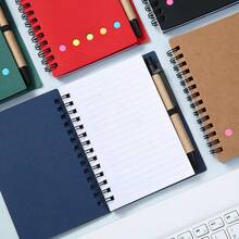 1pc Spiral Pocket Notebook With Pen Holder, Sticky Notes And Colored Index Tabs - Durable Brown Paper Cover Journal - 4.1"X5.3" - Compact Portable Size (Card Order Is Random)