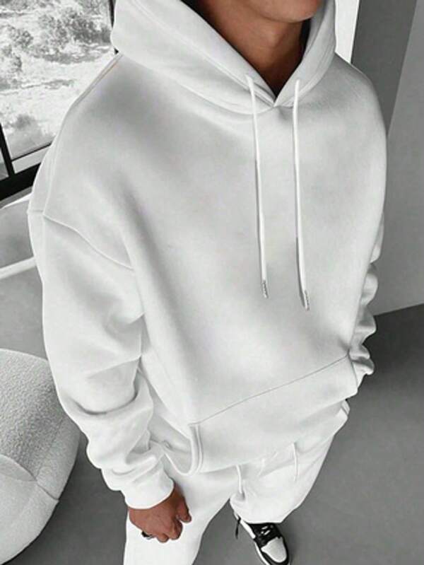 Men's Solid Color Casual Loose Hoodie Sweatshirt, Autumn/Winter