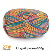 6 件/包多色渐变染色彩虹腈纶纱线、条纹针织材料纱线、钩针纱线、温暖柔软的纱线，适用于编织毛衣、围巾、袜子、手套、帽子、披肩和其他配饰 - 6團裝 - 查看 11
