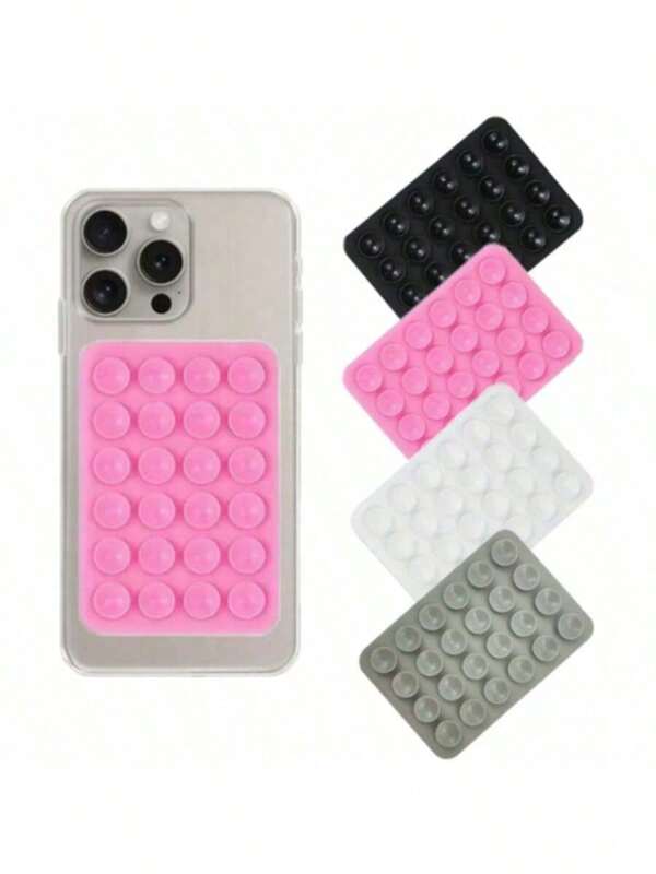 1pc Multi-Functional Square Silicone Suction Cup Waterproof Phone Holder, 24-Hole Strong Adhesive Silicone Suction Cup Suitable For Various Scenes, Used To Fix Phone And Prevent Phone From Falling, Video Vibration, Phone Selfie Accessories