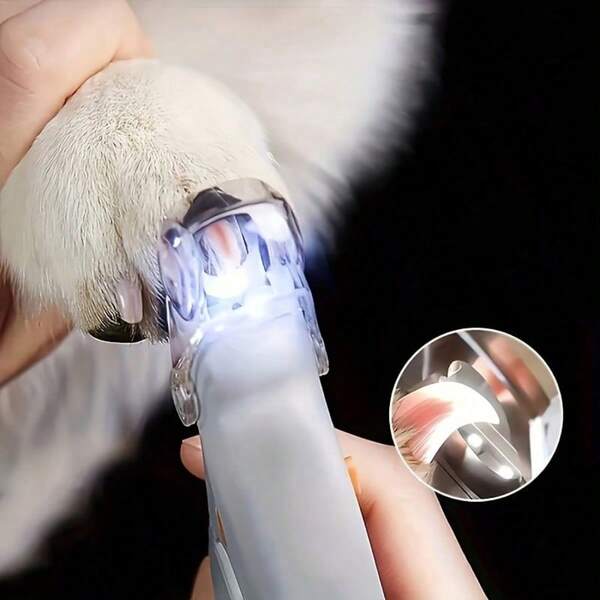 1pc Pet Nail Clipper With LED Light & Magnifier, Convenient & Clear Nail Trimming, Includes Nail Debris Collector, Nail File, Handheld Nail Trimmer, Suitable For Dogs, Cats & Small Animals, Orange Nail Clipper, Multi-Color Nail File, Pet Grooming Tool