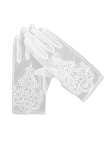 1 Pair Of White Short Lace Bridal Gloves Autumn Accessories - White - View 3