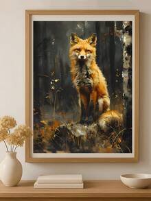 1幅复古狐狸印花，狐狸墙饰，暗黑田园风装饰，森林动物，狐狸装饰，狐狸艺术，暗黑学院风，动物印花，书虫礼物，浣熊印花，森林主题婴儿房装饰，森林动物，浣熊艺术自然印花森林印花，动物墙饰，卧室装饰，客厅装饰 - 彩色 - 查看 5