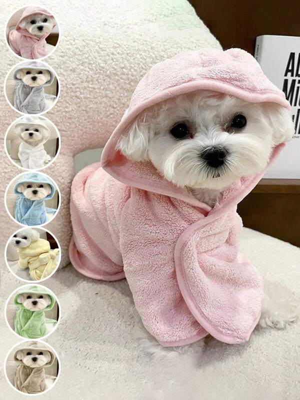 1 Pieza Bata de baño con capucha para mascotas, disponible en múltiples tamaños y colores, toallas para mascotas, toallas súper absorbentes y de secado rápido para todo tipo de mascotas, perros y gatos, toallas para secar perros y gatos grandes, batas ajustables para el baño de mascotas, y secador de perros y gatos, accesorios para mascotas