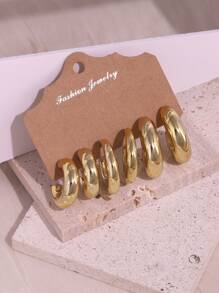 6-18 piezas Pendientes de moda de la serie Océano Dorado con estrellas de mar y elementos geométricos, adecuados para uso diario, regalo para familia, novia, amigos, vacaciones