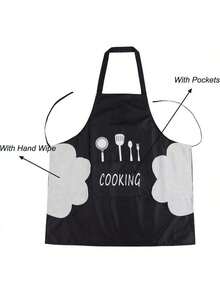 2‑Pack Water‑Drop Resistant Kitchen Bib Aprons With Built‑In Hand Towel & 2 Pockets – Adjustable Unisex Chef Aprons - Kiểu 1 - Xem 5