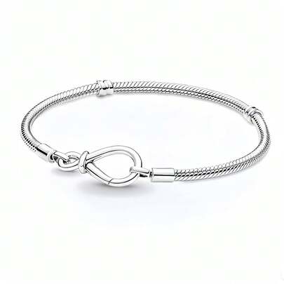 1pc Elegant Designed Infinity Flower & Snake Bone Bracelet, Suitable For 925 Sterling Silver DIY Bangle, Fashionable Jewelry For Women Birthday Wedding