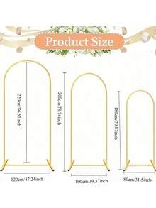 1pc 70/78/86 Inch Golden Arch Frame Wedding Balloon Stand Photography Backdrop Party Decor - Gold - View 1