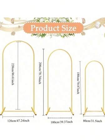 1pc 70/78/86 Inch Golden Arch Frame Wedding Balloon Stand Photography Backdrop Party Decor