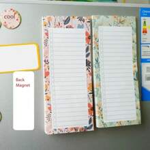 100张可撕页，磁性购物清单，磁性便签，磁性冰箱笔筒，创意，时尚，美观，返校用品，日用品，家庭消耗品 - 彩色 - 查看 1