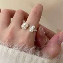 Free Shipping Pearl Zirconia Open Ring Silver Ladies Summer 2025 New Arrival Lightweight And Elegant High Class Index Finger Pinky Ring Design Metal Allergy Unique Korean Simple Elegant Ring Fashionable Accessory Jewelry Gift Present Delicate - Silver - View 5