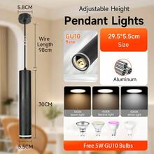 CANMEIJIA 85-265V GU10 吊灯,黑色复古圆柱线吊灯,适用于家居装饰、吸顶灯、客厅、卧室、厨房、商店、橱窗、餐厅、酒吧、沙龙、展览馆、阅览室、咖啡厅、酒店、服装店、走廊、门厅 - GU10圓筒吊燈附圈款 - 查看 17