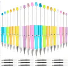 15 pezzi di penne con perline, penne con perline in plastica colorate in blocco, penne con perline e inchiostro nero con ricariche extra, adatte come regali per studenti, forniture per ufficio e scuola (colore casuale)