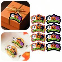 64/32/16Pcs Happy Halloween Creepy Cute Stickers For Candy Packaging - Treat Bags Labels, Happy Halloween Labels For Treats, Cookie Sealing Stickers, DIY Baking Crafts, Treat Labels, Sugar Candy Gifts, Party Favors Supplies, Cupcake Boxes, Candy Bags, DIY Baking Crafts, Journals, Pastel Party Decor, Scrapbooking, Postcards, Treat Bags, Retro Home Party Decor. Halloween Decoration DIY Crafts