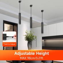 CANMEIJIA 85-265V GU10 吊灯,黑色复古圆柱线吊灯,适用于家居装饰、吸顶灯、客厅、卧室、厨房、商店、橱窗、餐厅、酒吧、沙龙、展览馆、阅览室、咖啡厅、酒店、服装店、走廊、门厅 - GU10圓筒吊燈附圈款 - 查看 2