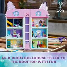 Gabby's Dollhouse 10788 Building Toy Set , 8-Room Playhouse With Purrfect Details And Popular Characters From The Show , Including Gabby , Pandy Paws , Cakey And Mercat , Kids Toy For Ages 4 And Up Room Decoration Winter Gifts Color Block Color Blocks ,Lego Toys ,Lego Set ,Lego Friends - 10788 - View 6