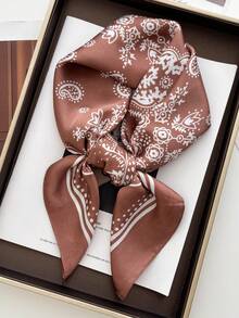 1pc Women Bandana With Paisley Flower Pattern, Square Silk Scarf For Head Wrap And Decoration,Hair Accessories Fall Winter Headbands For Women Hair Band For Vacation Outfits Woman - Multicolor - View 20