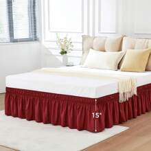 Wrap Around Dust Ruffle Bed Skirt - Dark Grey - For Queen Size Beds With 15 Inch Drop - Elastic Strap - Adjustable Pleated Bedskirt With Brushed Fabric And Wrinkle Free - For Women, Men, Kids & Teens - Multicolor - View 7