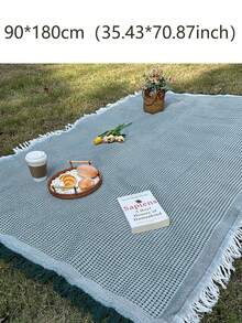 1 件加厚涤纶野餐毯 - 70.8 英寸 X70.8 英寸（180x180 厘米）防潮便携式户外沙滩垫，适用于露营、公园、旅行 - 可机洗，奶油色/白色，耐用多用途沙发套 - 彩色 - 查看 18