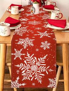 1 pezzo Runner da tavola in lino con decorazioni a fiocchi di neve per decorazioni natalizie e invernali, adatto per tavolo da cucina e da pranzo, copritavola natalizio per feste a casa, decorazioni natalizie per casa 2025 Nuovo Anno 2026, 13x72 pollici